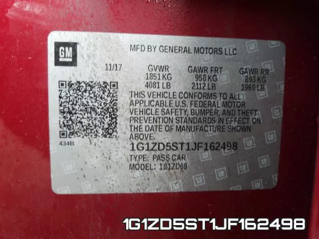 1G1ZD5ST1JF162498 фото 2