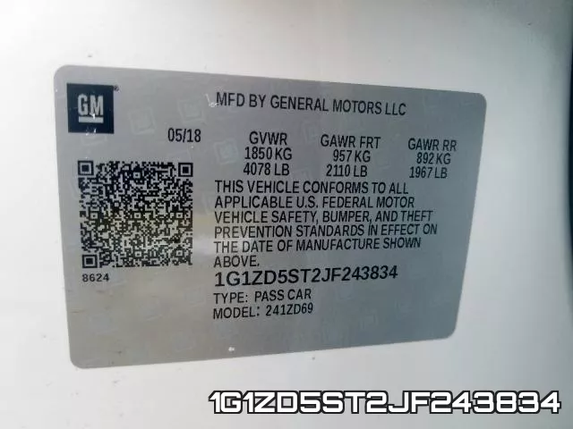 1G1ZD5ST2JF243834 фото 2
