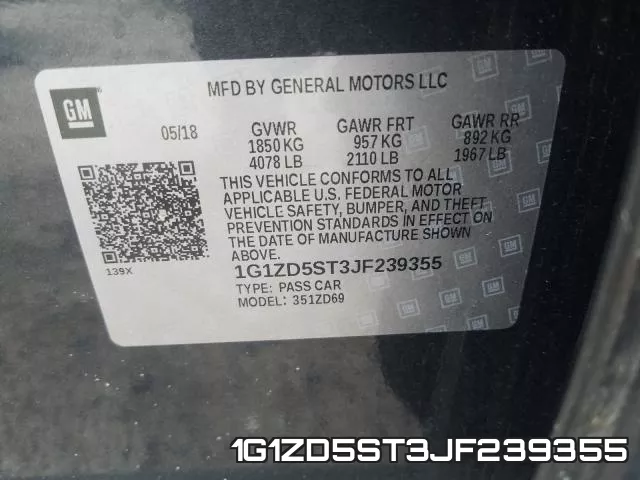 1G1ZD5ST3JF239355 фото 2