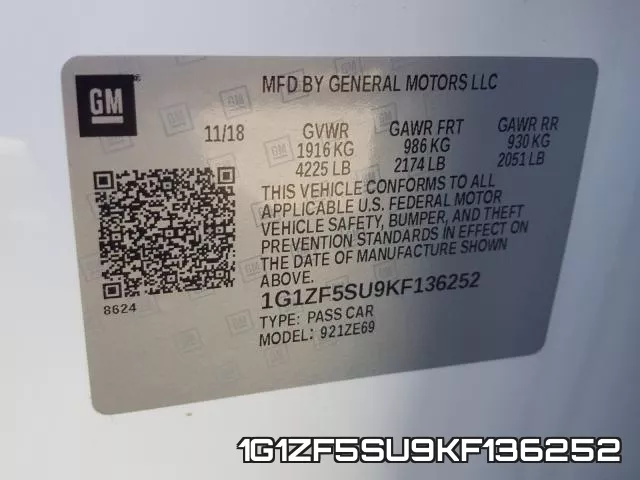 1G1ZF5SU9KF136252 фото 2