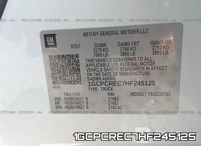 1GCPCREC7HF245125 фото 10