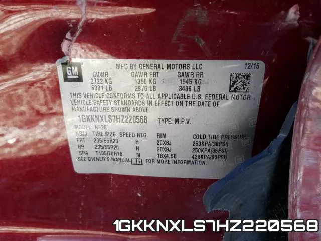 1GKKNXLS7HZ220568 фото 2