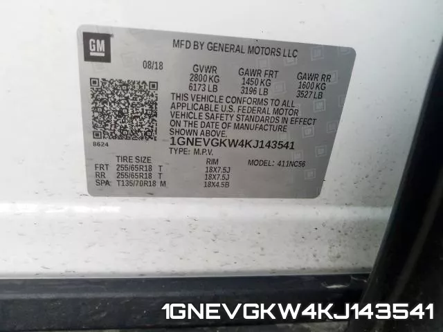 1GNEVGKW4KJ143541 фото 2