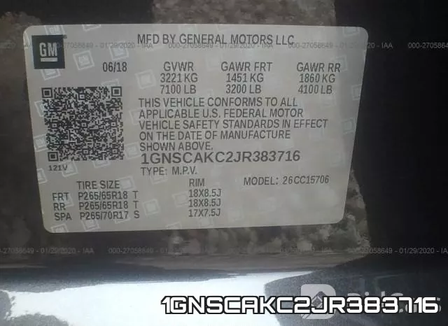 1GNSCAKC2JR383716 фото 10
