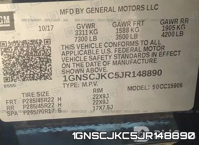 1GNSCJKC5JR148890 фото 10