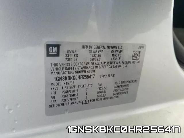 1GNSKBKC0HR256417 фото 2