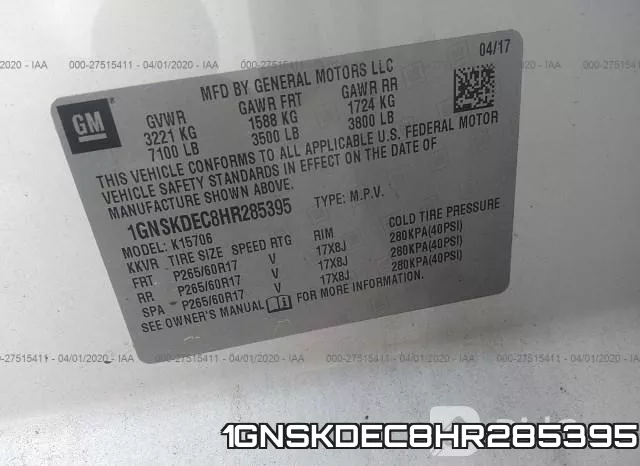 1GNSKDEC8HR285395 фото 10