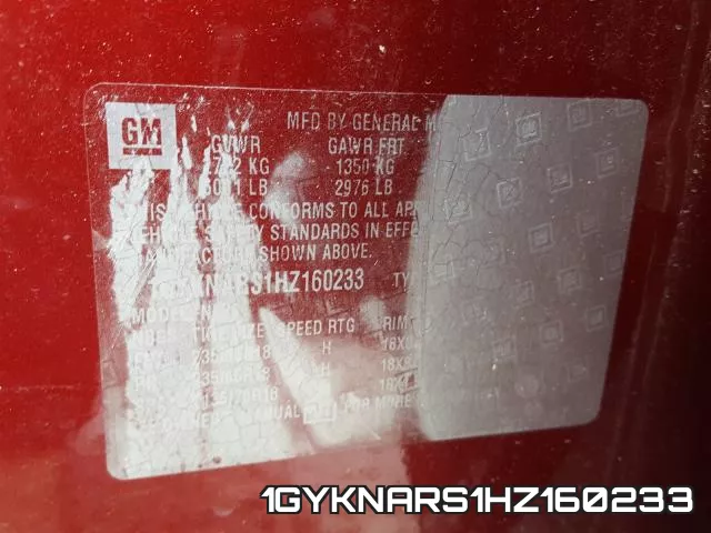 1GYKNARS1HZ160233 фото 2
