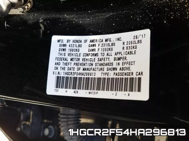 1HGCR2F54HA296813 фото 2