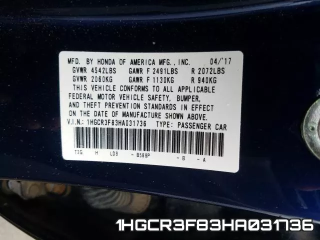 1HGCR3F83HA031736 фото 2