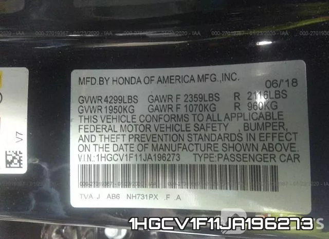 1HGCV1F11JA196273 фото 10