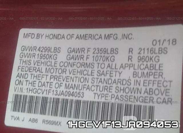 1HGCV1F13JA094053 фото 10