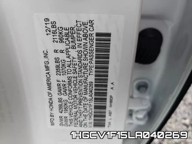 1HGCV1F15LA040269 фото 2