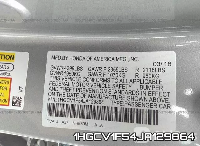 1HGCV1F54JA129864 фото 10