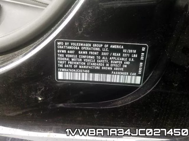 1VWBA7A34JC027450 фото 2