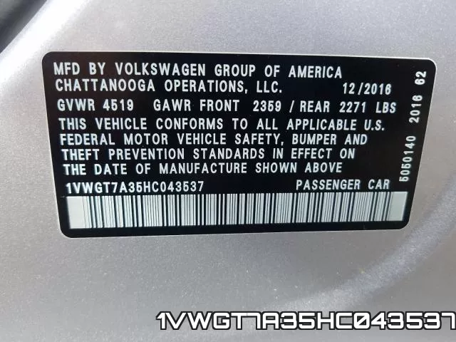 1VWGT7A35HC043537 фото 2