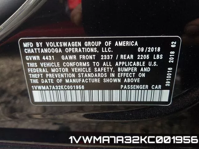 1VWMA7A32KC001956 фото 2