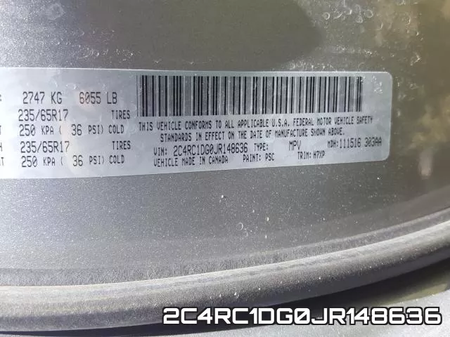 2C4RC1DG0JR148636 фото 2