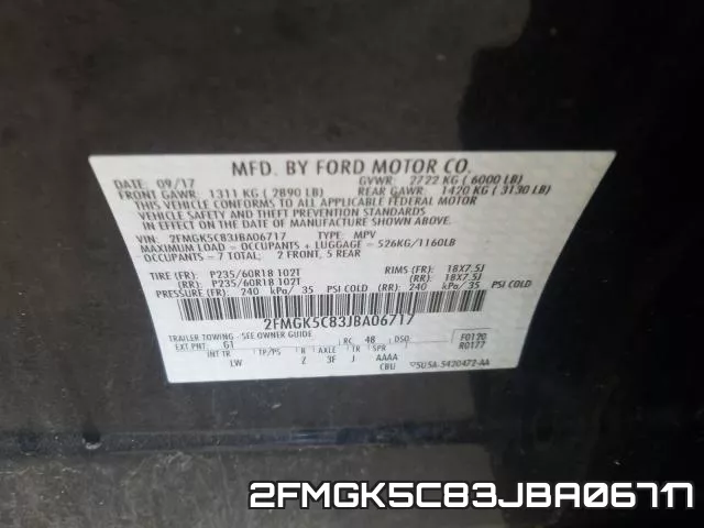 2FMGK5C83JBA06717 фото 2