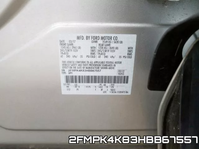 2FMPK4K83HBB67557 фото 2