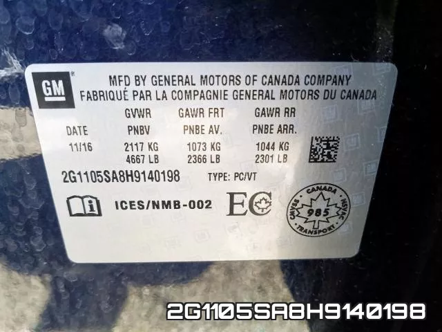 2G1105SA8H9140198 фото 2