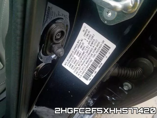 2HGFC2F5XHH577420 фото 2