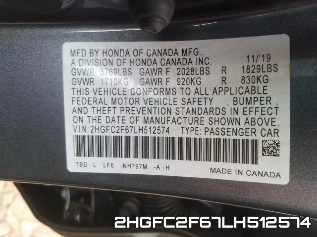 2HGFC2F67LH512574 фото 2