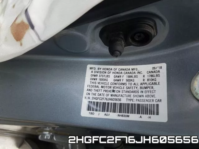 2HGFC2F76JH605656 фото 2