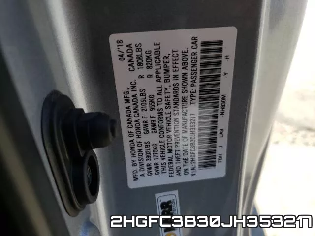 2HGFC3B30JH353217 фото 2