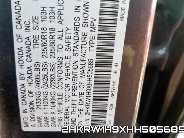 2HKRW1H9XHH505685 фото 2