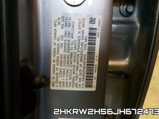 2HKRW2H56JH672473 фото 2