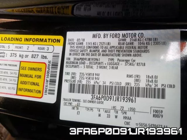 3FA6P0D91JR193961 фото 2