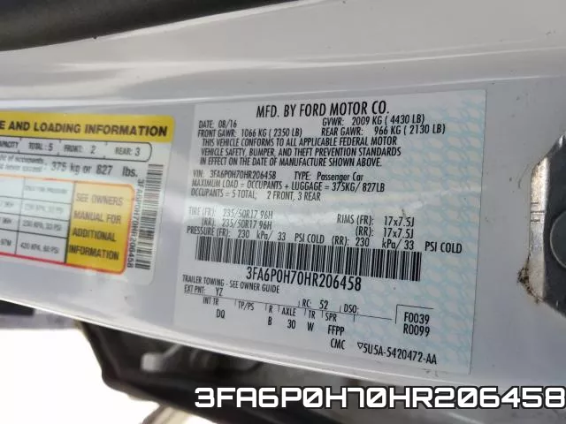 3FA6P0H70HR206458 фото 2