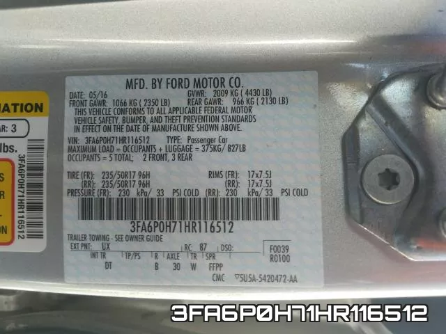 3FA6P0H71HR116512 фото 2