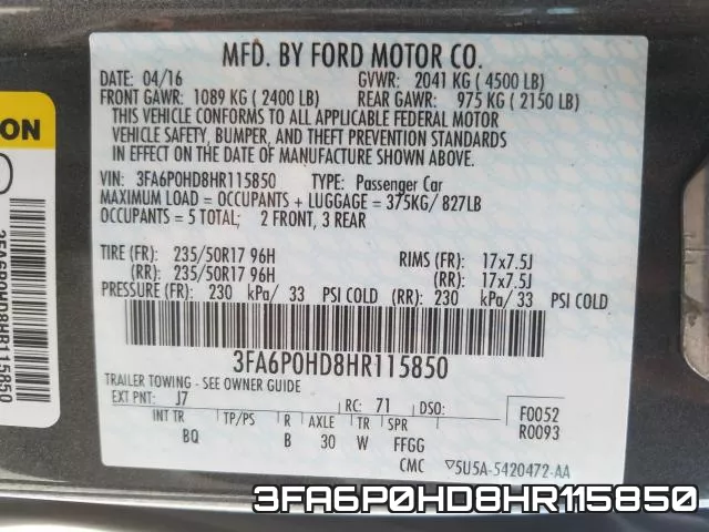 3FA6P0HD8HR115850 фото 2