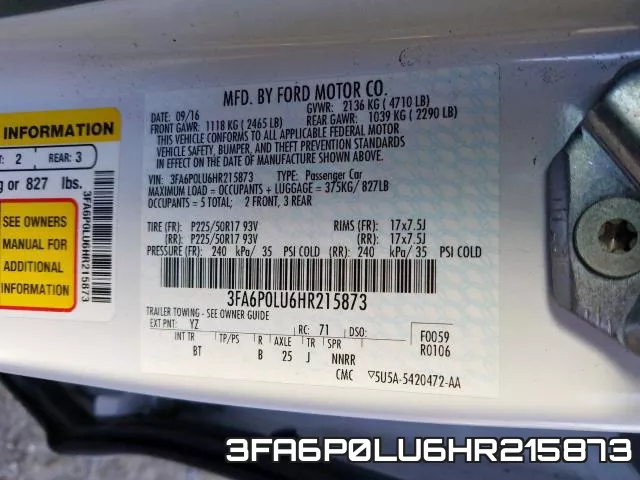 3FA6P0LU6HR215873 фото 2