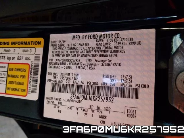 3FA6P0MU6KR257952 фото 2