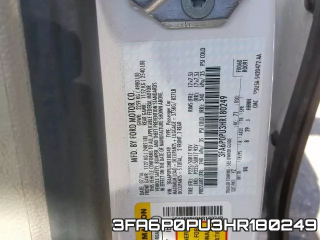 3FA6P0PU3HR180249 фото 2