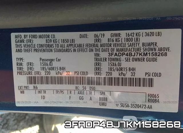 3FADP4BJ7KM158268 фото 10