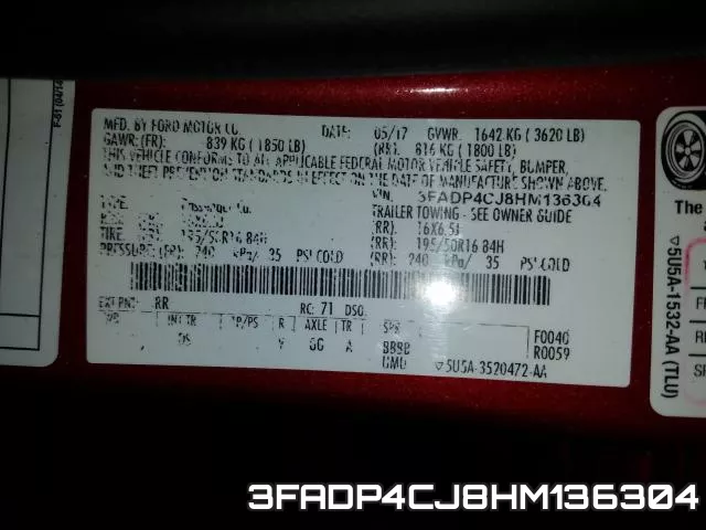 3FADP4CJ8HM136304 фото 2