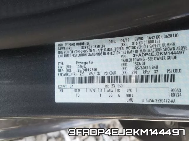 3FADP4EJ2KM144497 фото 2