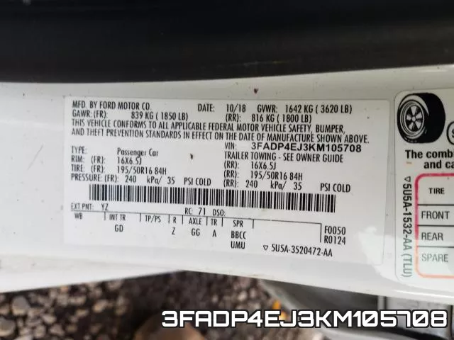 3FADP4EJ3KM105708 фото 2