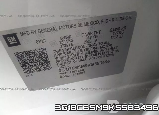 3G1BC6SM9KS583496 фото 10