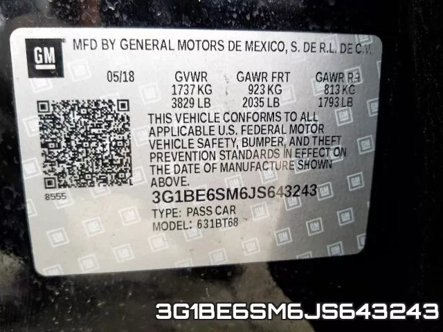 3G1BE6SM6JS643243 фото 2