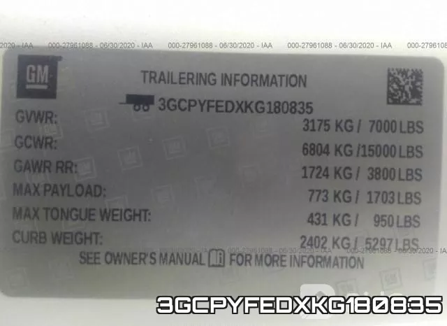 3GCPYFEDXKG180835 фото 10