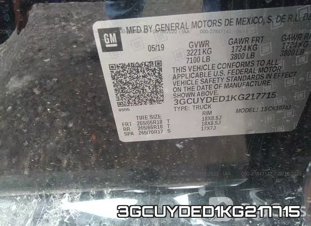 3GCUYDED1KG217715 фото 10