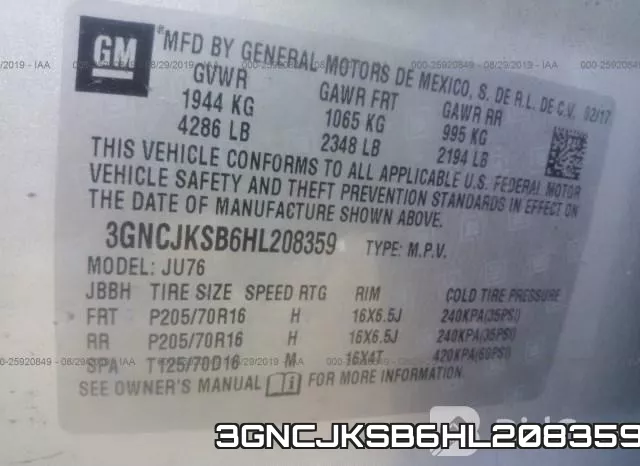 3GNCJKSB6HL208359 фото 10