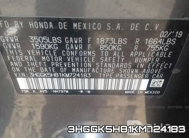 3HGGK5H81KM724183 фото 10