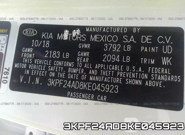 3KPF24AD8KE045923 фото 10
