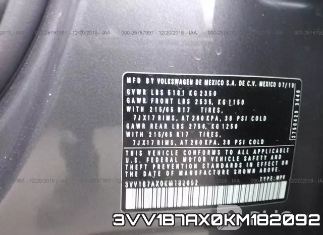 3VV1B7AX0KM182092 фото 10